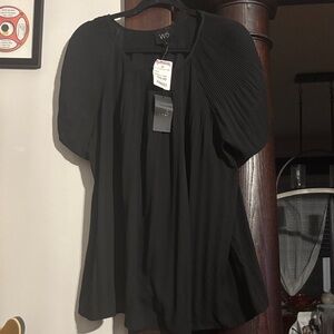 W5 Elegant Black Pleated Blouse